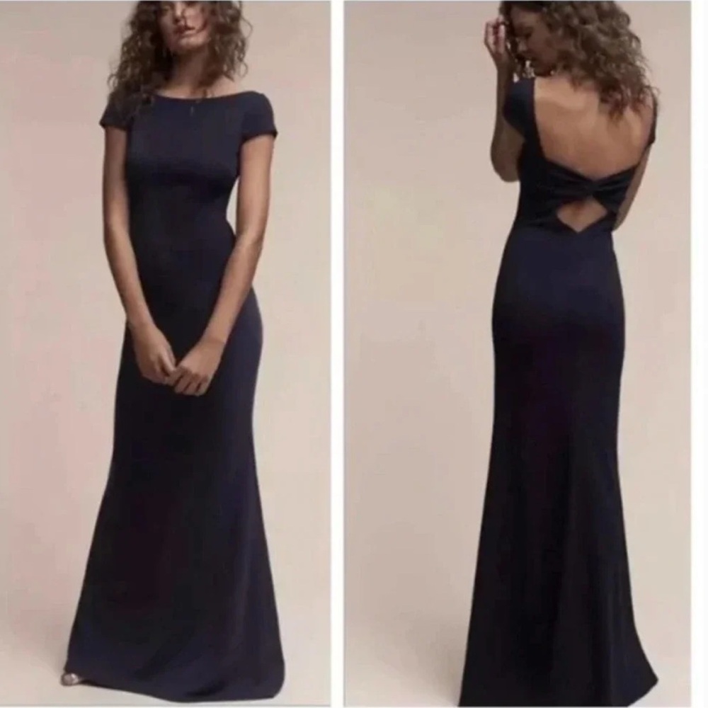 New Katie May BHLDN Madison 0, 2, 4, 6, 8, 10 Blue Bow-Back Bridesmaid Maxi Gown